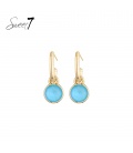 Oorbellen met blauwe ronde steen en goudkleurige ring