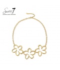 Halsketting goudkleurig met drie bloemen modern en stijlvol design