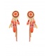 Oorclips met rood en oranje kleuren en sierlijke kettingen