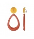 Oorclips oranje ovale hanger met een ronde gele oorknop.