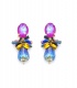 Blauwe oorclips met grote strass stenen