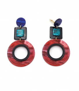 Bruine stevige oorclips met gekleurde hanger