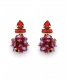 Oorclips rood met pailletten en strass steentjes