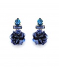Oorclips blauw met pailletten en strass steentjes