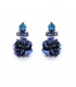 Oorclips blauw met pailletten en strass steentjes