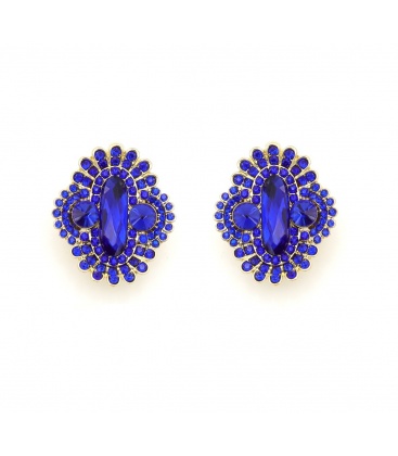 Oorclips blauw met fonkelende steentjes