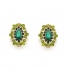 Oorclips met groene kristallen in goudkleurige setting
