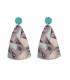 Oorbellen met geometrisch dessin in turquoise en neutrale tinten