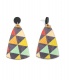 Oorbellen hout gekleurd met geometrisch patroon 