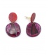 Oorclips blauw en roze met vlakken design