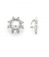 Oorclips zilverkleurig met acryl parels en strass steentjes
