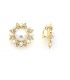 Oorclips met acryl parels en fonkelende strass steentjes