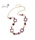 Halsketting bordeaux rood met goudkleurige schakels