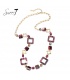 Halsketting bordeaux rood met goudkleurige schakels