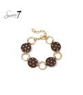 Armband bruin met stippen en goudkleurige schakels