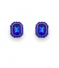 Oorclips blauw met glas steentjes rondom en in het midden