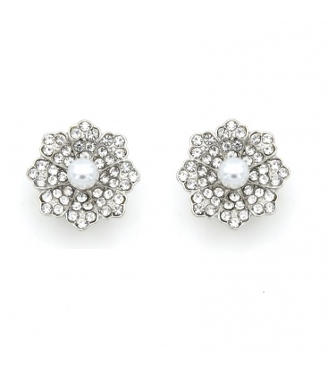Oorclips met acryl parels en fonkelende strass steentjes