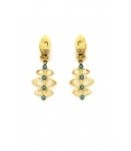 Oorclips met goudkleurige hanger en turquoise inleg