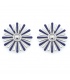 Oorclips met blauw en zilverkleurig bloem motief
