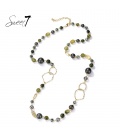 Halsketting groen met luxe kralenmix en goudkleurige details
