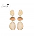 Oorbellen met drie Cat Eye stenen in beige en bruin 