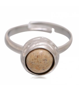Mooie zilverkleurige ring met bruine steen (18 mm, flexibel)