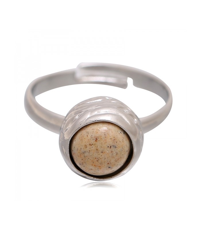 lila relais Conflict Mooie zilverkleurige ring met bruine steen (17 mm, flexibel)