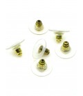 Goudkleur oorbellen stoppertjes met plastic ring (6 st.), oorbel achterkantjes