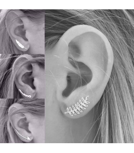 Zilveren (925) oorbellen (earline) in bladvorm