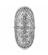 Boho style lange zilverkleurige ring (16 mm)