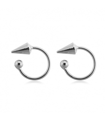 Zilverkleurige ronde oorbellen met een driehoekje aan de uiteinde