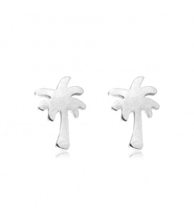 Zilverkleurige kleine oorbellen in de vorm van een palmboom