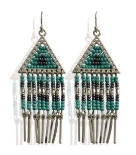 Blauwe oorbellen Ibiza style met kleine kraaltjes