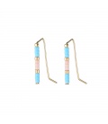 Blauwe trendy gold plated earlines met kraaltjes