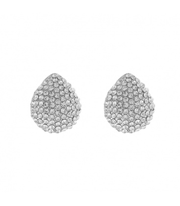 Zilverkleurige stijlvolle oorclips met strass steentjes