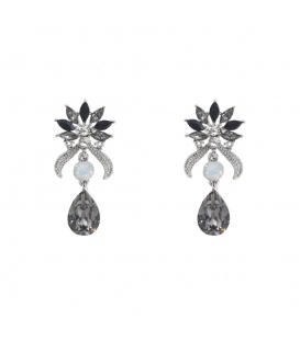 Stijl volle zwarte oorhangers met met mooie strass stenen en kraal