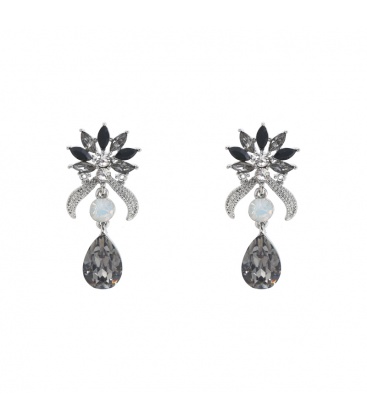 Stijl volle zwarte oorhangers met met mooie strass stenen en kraal